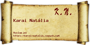 Karai Natália névjegykártya